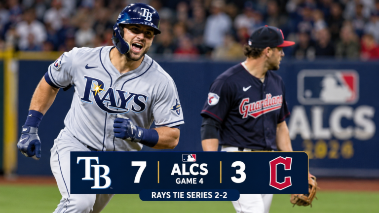 Rays vs Guardians Game 4 action at the 2026 ALCS